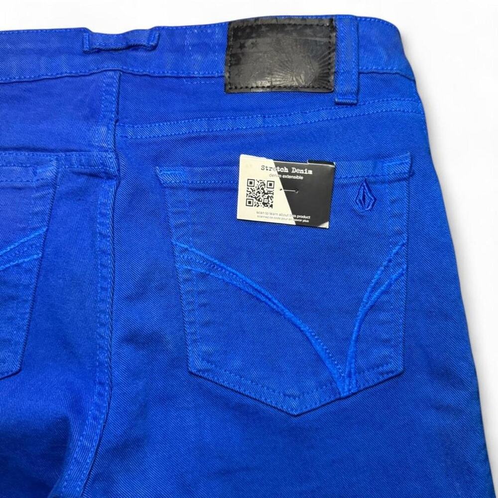 NWT Volcom Women’s Mid-Rise What The Twill Flare Denim Royal Blue Jeans — Size 1 - Picture 6 of 8